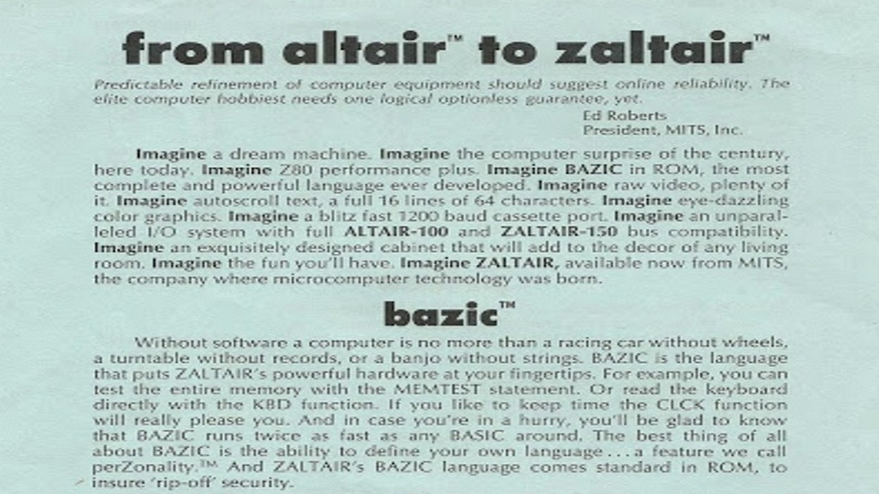 Historia de una broma: El ordenador Zaltair-150 y el lenguaje BAZ...